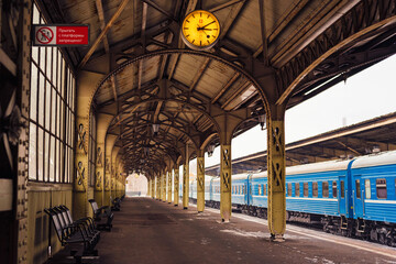 Naklejka na ściany i meble Saint Petersburg, Russia - November 1, 2020,. Vitebsk railway station, vintage interior in Art Nouveau style