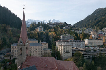 Aerial view of Bad Gastein town in Austria