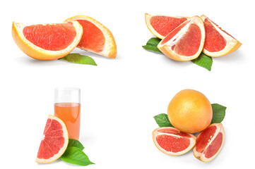 Collage of grapefruit on a white background