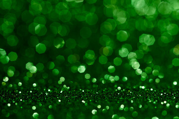 Abstract bokeh dark green with light background.Green x mas color night light elegance,smooth...