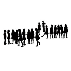 many children together, silhouette vector
