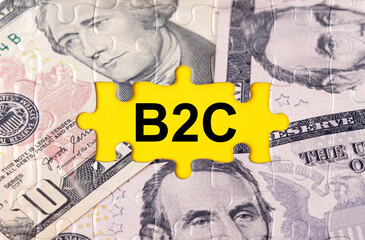 Puzzle with the image of dollars in the center of the inscription -B2C