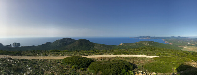 coastal view from monte timidone, alghero, sardinia, italy