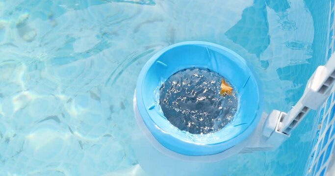 skimmer for the frame pool. Contaminated pool cleaning concept.