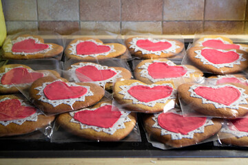 Ginger Heart shaped cookies for Valentine's Day. Home made