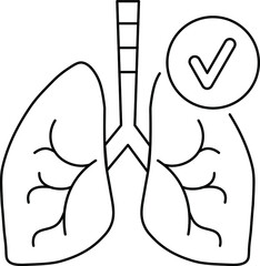 line icon, schematic lungs is normal