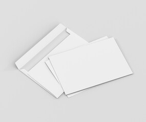 Realistic White Envelope C5/C6 mockup, Blank letter paper, c5 c6 template 3d Rendering isolated on light gray background