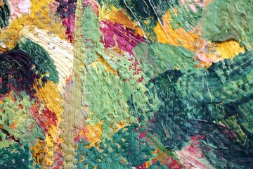 Isolated oil painting on canvas close-up (macro)