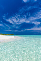 White sandy beach in Maldives with amazing blue lagoon