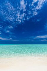 White sandy beach in Maldives with amazing blue lagoon