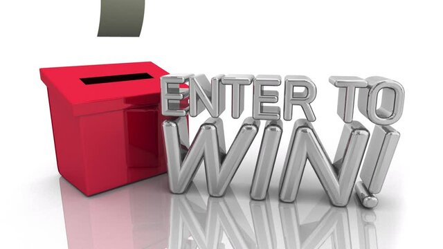 Enter to Win Contest Drawing Raffle Entry Lottery Words 3d Animation