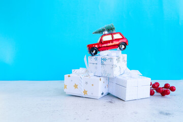 Christmas scene with gift boxes