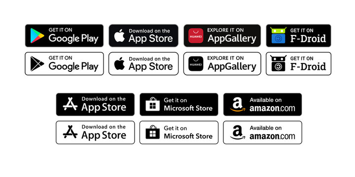 Set of buttons Google Play, App Store, AppGallery 26775596 Vector Art at  Vecteezy