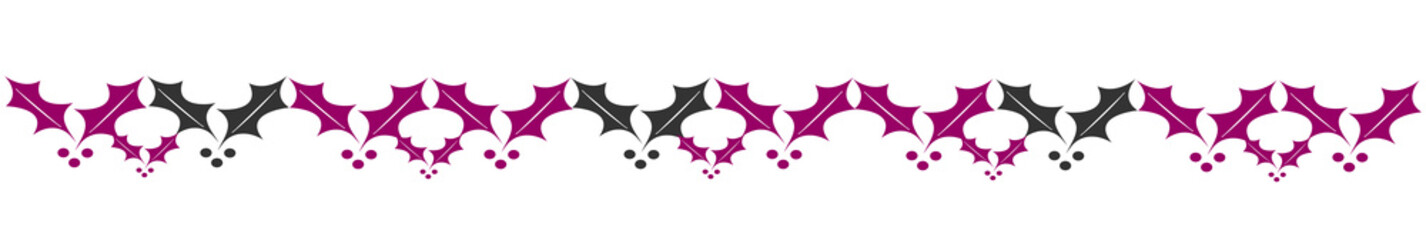 Abstract background seamless mistletoe footer in grey and purple color	