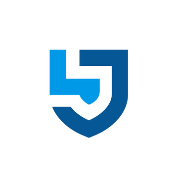 Letter LJ JL shield logo design template, professional logo for security company concept - Vector