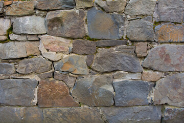 Castle wall made of old stones textures for design and photo background.