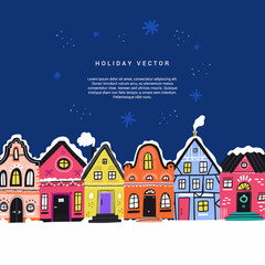 Winter holidays in Europe flat vector banner template