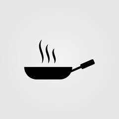 Frying pan icon. Kitchen utensil, cooking saucepan sign. Cooking concept vector illustration.