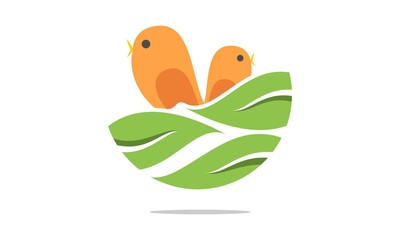 Cute baby bird in the nest illustration vector design