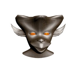 gray head of a goblin on a white background.