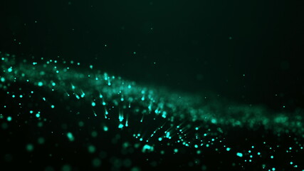 Abstract Digital wave background dark blue 3d rendering animation blurred particle motion background shining shimmer and glitter particles stars sparks bokeh movement