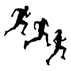 Silhouette of running people collection design isolated on white background