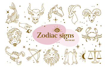 Zodiac Sign Vector Illustration Set