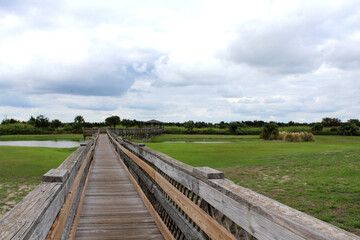 Fototapeta na wymiar Walkway over the marsh