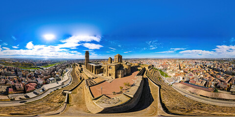 360 view of a Gothic-Romanesque cathedral in Lleida in Spain's northeastern Catalonia region