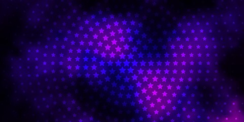 Dark Purple, Pink vector background with small and big stars.