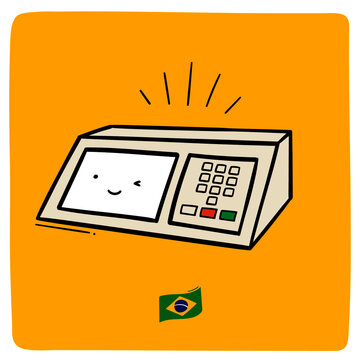 Hand-drawn Brazilian Electronic Ballot Box. Vector.