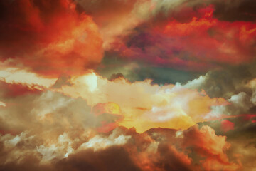 beautiful colorful  fantasy winter cloudscape background.