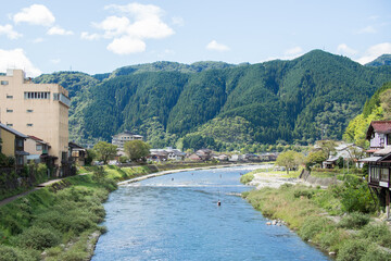 Fototapeta na wymiar A very beautiful river in Gujo City, Gifu Prefecture