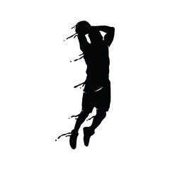 Slum dunk basketball player splash silhouette design vector