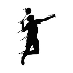 Fototapeta na wymiar Smash badminton player splash silhouette design vector