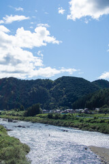 Fototapeta na wymiar 岐阜県 美濃市のとてもきれいな川