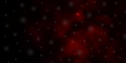 Dark Red vector background with small and big stars.