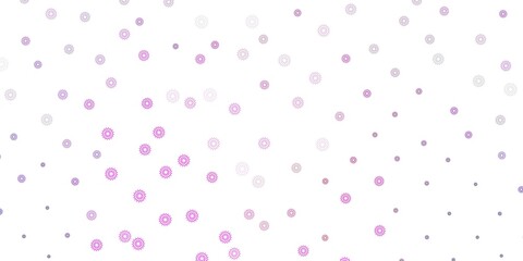 Light purple, pink vector doodle background with flowers.