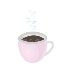 
Minimalistic pink mug on white background.
Vector isolated illustration.