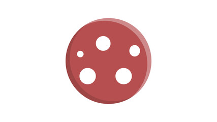 Round slice of sausage salami vector flat material design isolated on white