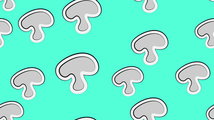 Champignon mushroom hand drawn vector seamless pattern