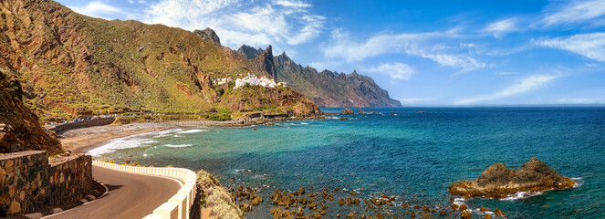 Fantastic coastal road along the cliffs in Benijo, Tenerife, Canary Islands, Spain