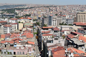 Fototapeta na wymiar view of Istanbul from Galata Tower, Turkey, July 2018