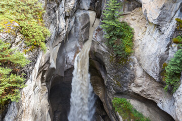 Waterfalls in the famous Maligne Canyon in the Jasper National Park, Alberta, Canada