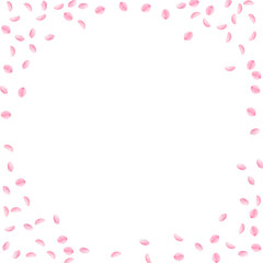 Sakura petals falling down. Romantic pink silky sm