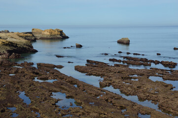Low tide at the coast of Biarritz in the Bay of Biscay, France