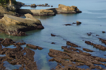 Low tide at the coast of Biarritz in the Bay of Biscay, France