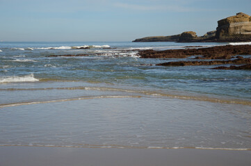 Low tide at the coast of Biarritz in the Bay of Biscay, France