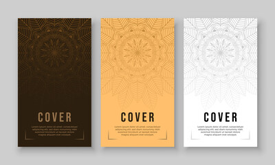 Fototapeta premium Luxury mandala background with floral ornament pattern. Hand drawn mandala design. Vector mandala template for decoration invitation, cards, wedding, logos, cover, brochure, flyer, banner.