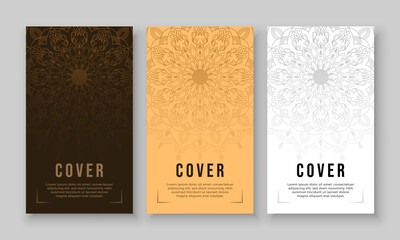 Fototapeta premium Luxury mandala background with floral ornament pattern. Hand drawn mandala design. Vector mandala template for decoration invitation, cards, wedding, logos, cover, brochure, flyer, banner.